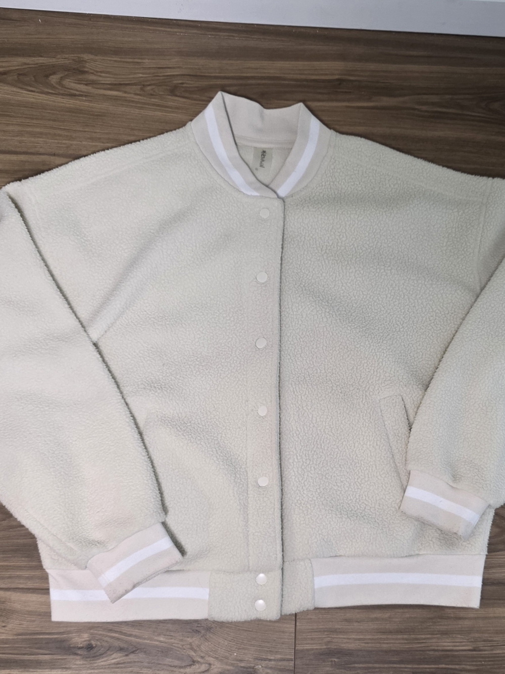 AS Revival Altar'd State Women's Sherpa Cream Bomber Jacket XL Snap Closure